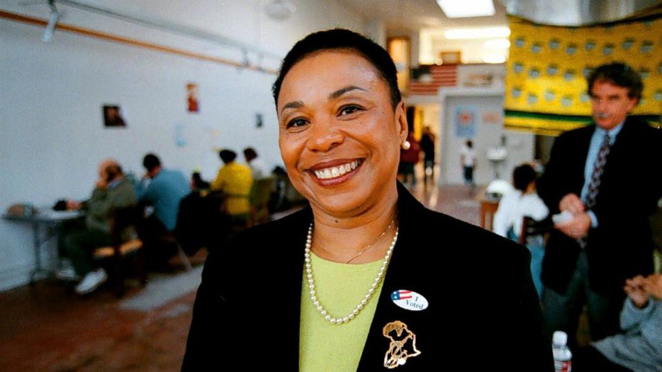 PHOTO: In this April 7, 1998, file photo, Barbara Lee is photographed at her campaign headquarters while the vote was being counting for the congressional race. She was elected as U.S. Representative for California's 13th congressional district.  (Oakland Tribune /MediaNews Group via Getty Images, FILE)