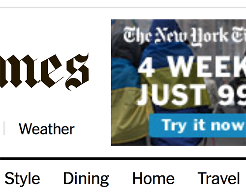 New York Times screenshot in Retina display