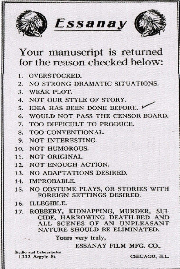 Hollywood Rejection Letter