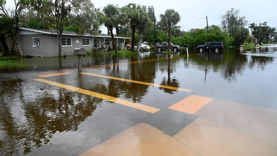 Several roads are closed in Manatee County after Hurricane Debby swept through the area on Monday, Aug. 5, 2024.