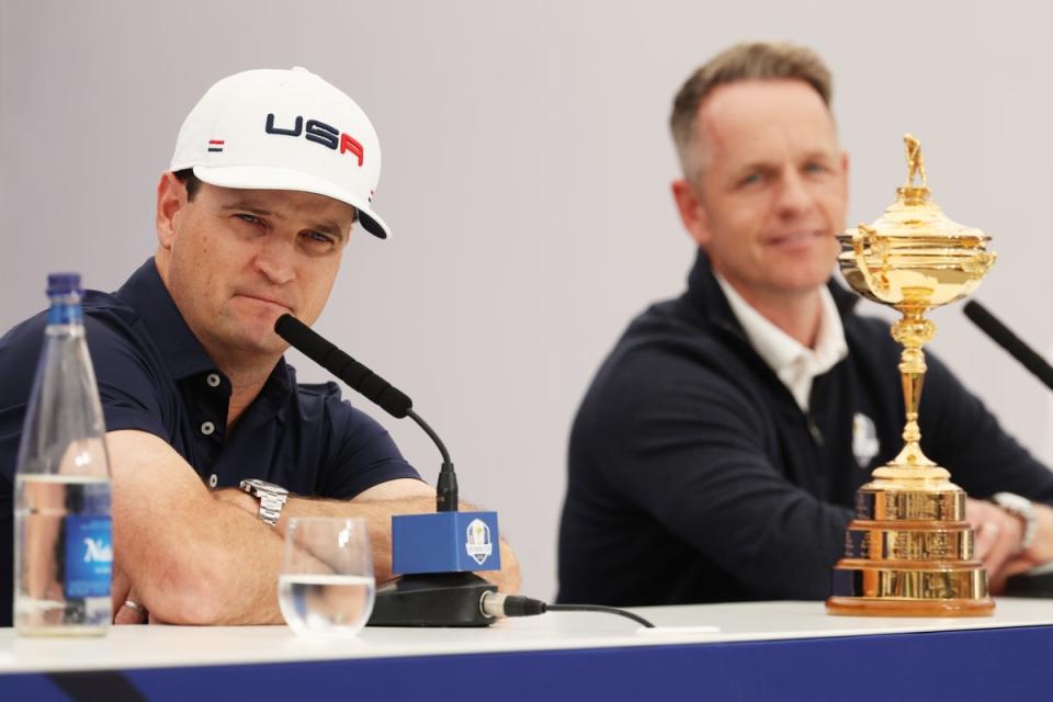 Zach Johnson and Luke Donald on media duties at Marco Simone (Getty Images)