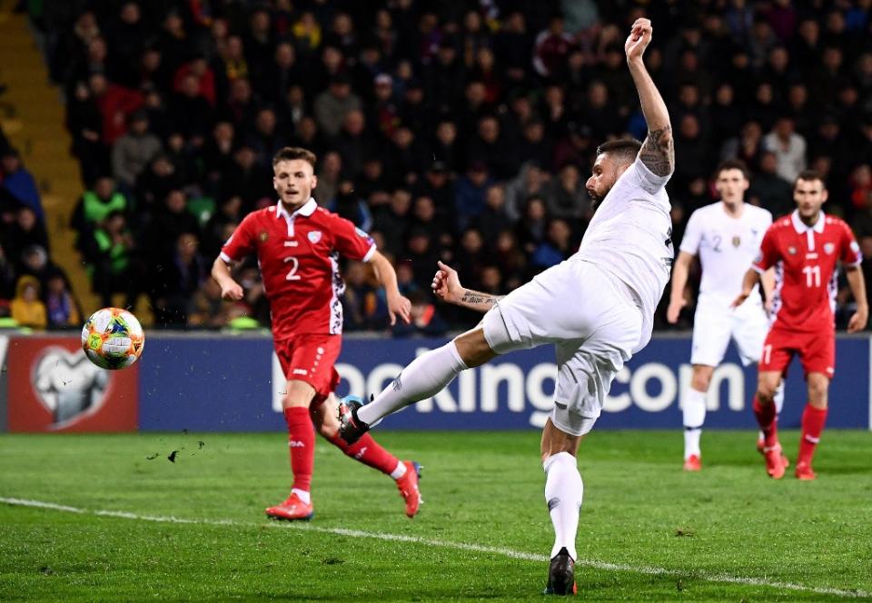 Le 22 mars dernier, au match aller, l'équipe de France s'était facilement imposée 4-1 grâce à des buts d'Antoine Griezmann, de Raphaël Varane, d'Olivier Giroud et de Kylian Mbappé. (crédit AFP)