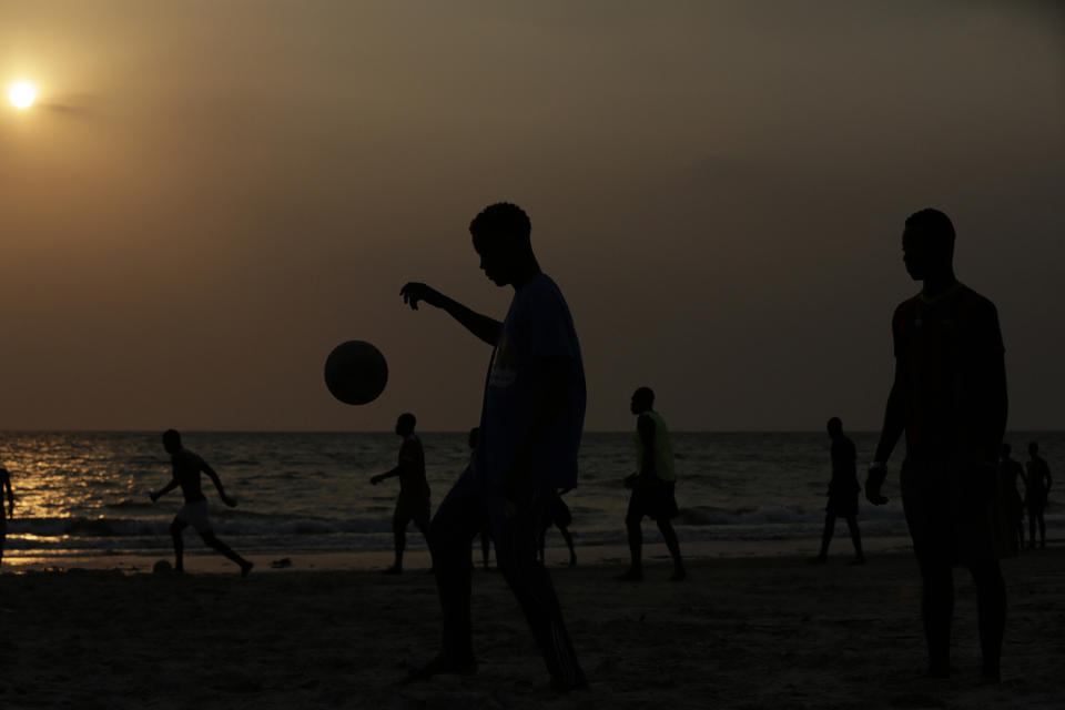 Soccer at sunset