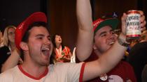 Trump supporters at the University of Sydney watch the US Election at The United States Studies Centre election party. Photo: AAP