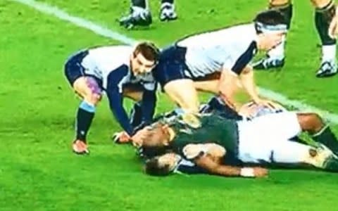 Siya Kolisi appears to butt Peter Horne  - Credit: BBC Sport