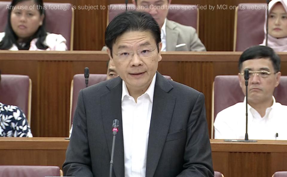 Deputy Prime Minister Lawrence Wong giving the Budget 2024 speech. (PHOTO: MCI/YouTube)