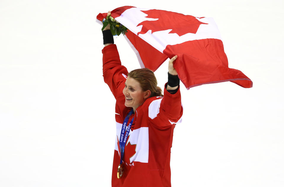 Hayley Wickenheiser was the first woman skater ever to play professional men’s hockey. (Getty Images)