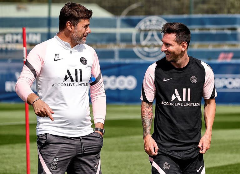 Mauricio Pochettino y Lionel Messi, durante el tiempo que compartieron en PSG