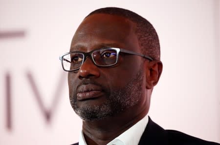 FILE PHOTO: Swiss bank Credit Suisse CEO Thiam waits for a news conference after the Swiss Global Digital Summit in Geneva