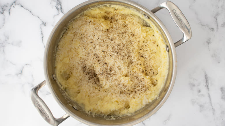 mashed potatoes grated cheese pepper