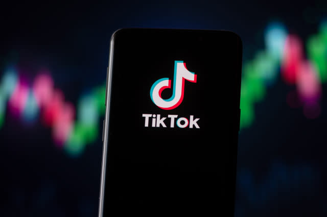 POLAND - 2020/11/04: In this photo illustration a TikTok logo seen displayed on a smartphone. (Photo Illustration by Mateusz Slodkowski/SOPA Images/LightRocket via Getty Images)
