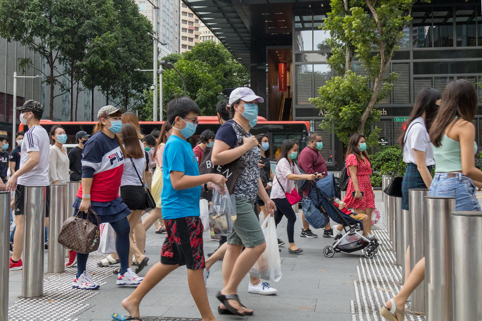 People seen along Orchard Road on 19 June 2020, the first day of Phase 2 of Singapore's re-opening. (PHOTO: Dhany Osman / Yahoo News Singapore)