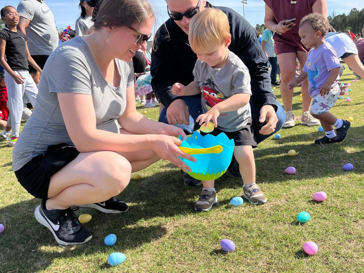 FILE - Columbia County's annual Easter Egg Scramble was Sunday at Patriots Park in Grovetown. Several more egg hunts are scheduled through out the rest of the week.