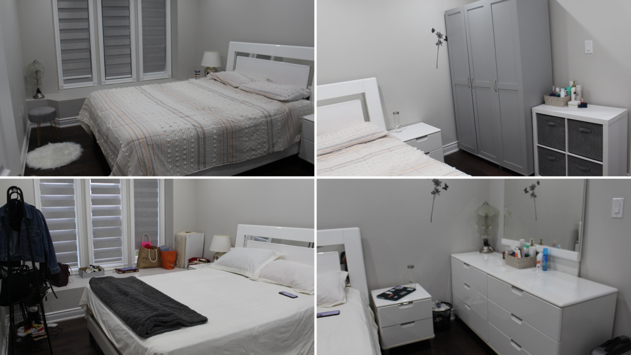 Here are the before and after photos of my bedroom makeover. Top 2 images are after and bottom 2 images are before. (Photos via Farah Khan)