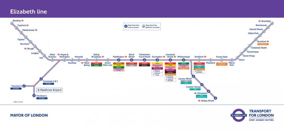 The new Elizabeth line map (Transport for London)