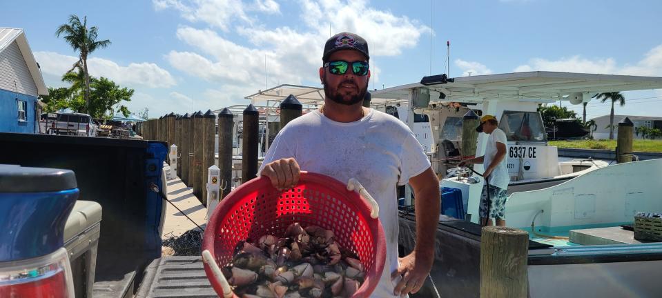 Capt. Jason Bigler's first stone crab harvest for 2023 on Oct. 15.