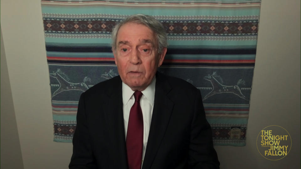 Dan Rather during a Jimmy Fallon interview