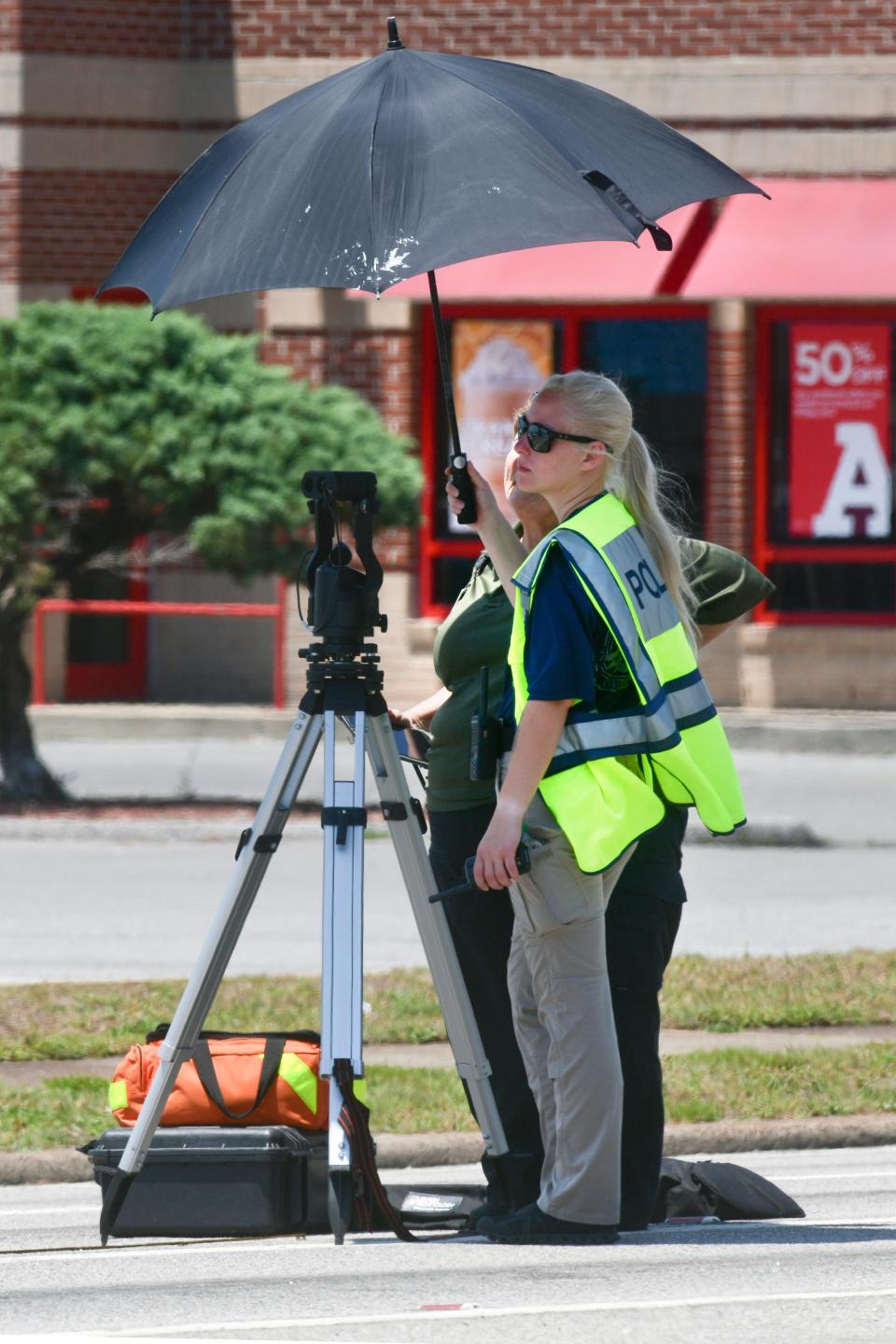 Southbound traffic on Eglin Parkway was blocked several hours Monday while Fort Walton Beach police investigated a vehicle accident near Mariner Plaza shopping center.