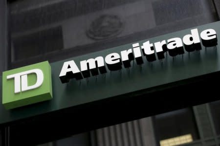 FILE PHOTO - A TD Ameritrade sign is seen outside a branch in the financial district in New York, U.S. on February 29, 2016. REUTERS/Brendan McDermid/File Photo