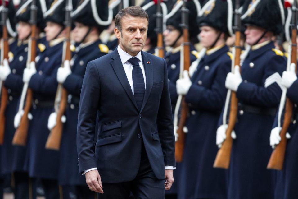 President Macron arrives at Stockholm Palace, Sweden, despite domestic turmoil (Getty Images)