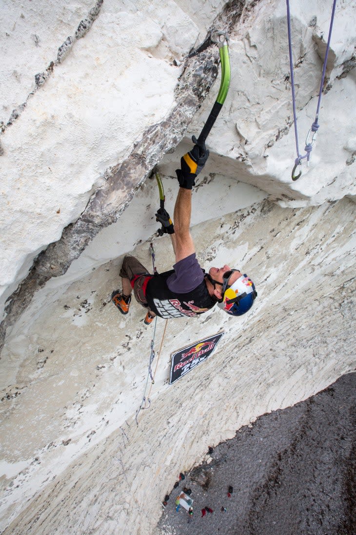 <span class="article__caption">Speaking of questionable “rock” that’s perfect for dry tooling: Here’s Will Gadd during the qualification of the Red Bull White Cliffs on the Isle Of Wight, UK.</span> (Photo: Jonathan Griffith / Red Bull Content Pool)