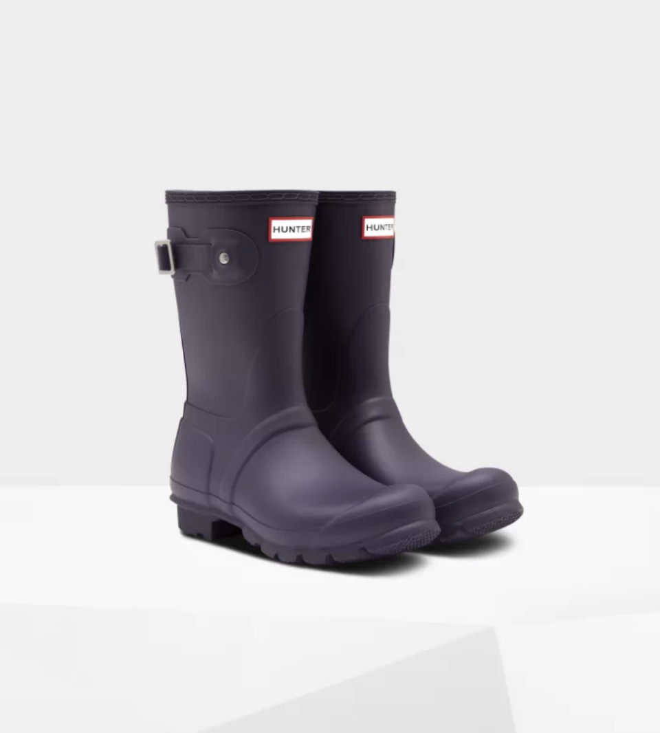 dark purple pair of hunter Women's Original Short Rain Boots (Photo via Hunter)