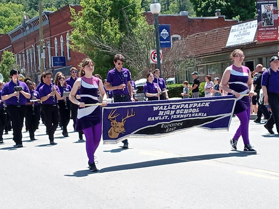 Wallenpaupack Marching Band, seen here in 2023, is one of the highlights at the Memorial Day parade in Hawley. The 2024 parade is set for Sunday, May 26, at 1 p.m.