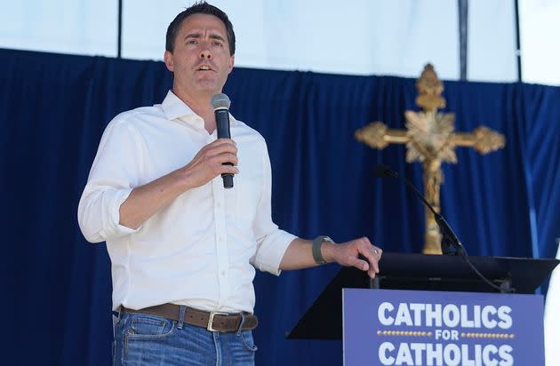 Ohio's Secretary of State Frank LaRose speaks during a 