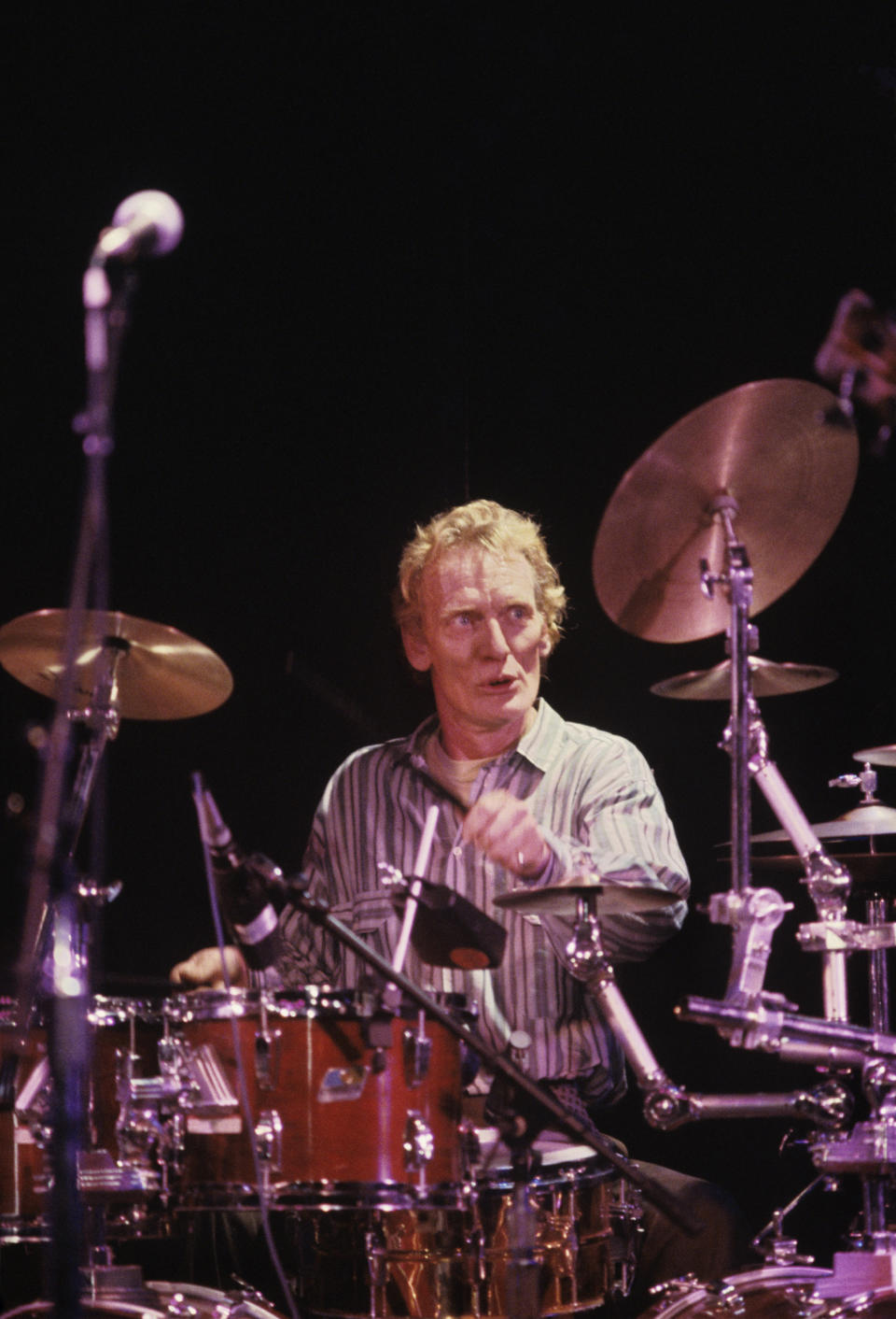 (MANDATORY CREDIT Ebet Roberts/Redferns) Ginger Baker performing with Jack Bruce at the Bottom Line in New York City on December 7, 1989. (Photo by Ebet Roberts/Redferns)