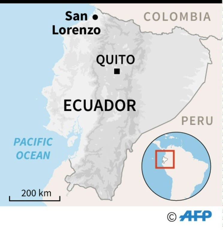 Map locating San Lorenzo near the Mataje area which borders Colombia where there have been kidnappings claimed by dissident FARC rebels