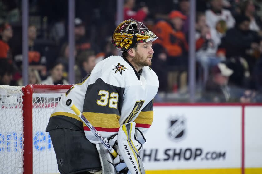 Vegas Golden Knights' Jonathan Quick plays during an NHL hockey game, Tuesday, March 14, 2023.