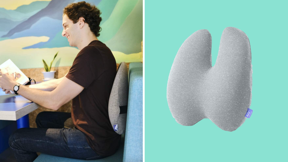 Sitting for long spells can be taxing on anyone's body, use a lumbar pillow to alleviate that tension.