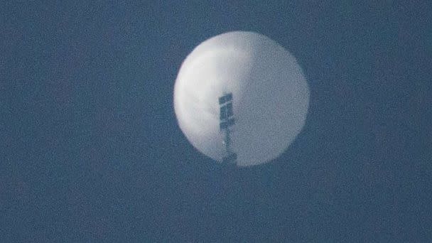 PHOTO: In this screen grab from a video, a balloon is shown floating over Billings, Montana, on Feb. 1, 2023. (Chase Doak)