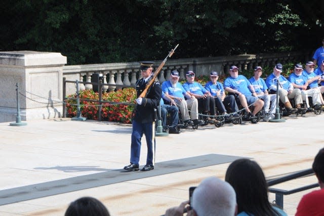 Veterans attended the changing of the guard at the Tomb of the Unknown Soldier during the Honor Flight of the Ozarks trip to Washington, D.C. on Aug. 23, 2022.