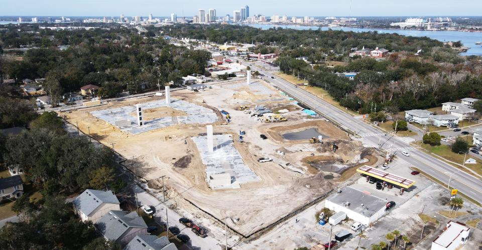 Construction of a new 295-unit apartment community is progressing on Beach Boulevard in the St. Nicholas neighborhood near downtown Jacksonville.