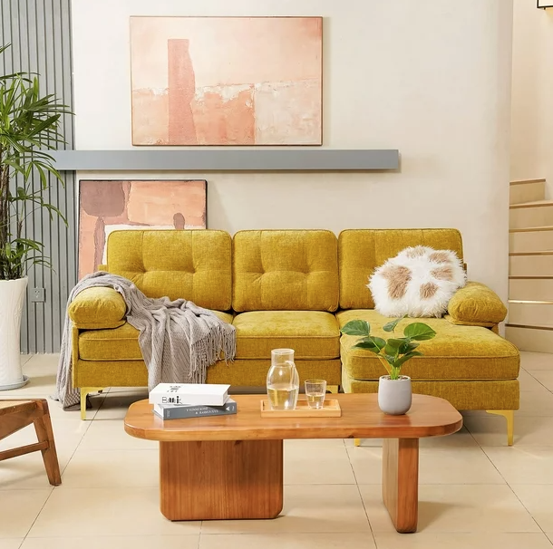 <p><a href="https://go.redirectingat.com?id=74968X1596630&url=https%3A%2F%2Fwww.walmart.com%2Fip%2FSOPAT-82-7-Modern-Chenille-Sectional-Sofa-L-Shape-Couch-Chaise-Solid-Wood-Frame-Removable-Machine-Washable-Cushions-Apartment-Small-Space-Golden%2F3296563284&sref=https%3A%2F%2Fwww.womenshealthmag.com%2Flife%2Fg45458171%2Fbest-couches-under-500%2F" rel="nofollow noopener" target="_blank" data-ylk="slk:Shop Now;elm:context_link;itc:0;sec:content-canvas" class="link ">Shop Now</a></p><p>Modern Chenille Sectional Sofa</p><p>$499.00</p>