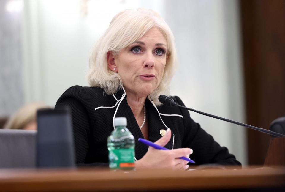 PHOTO: Jennifer Homendy, chair of the U.S. National Transportation Safety Board, testifies before the Senate Commerce, Science and Transportation Committee at the Russell Senate Office Building on Capitol Hill on March 6, 2024. in Washington, D.C. (Kevin Dietsch/Getty Images)