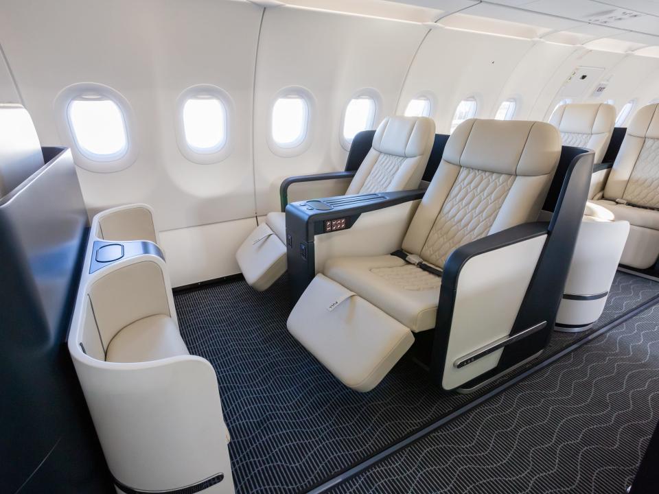 seats inside TCS World Travel's  Airbus A321