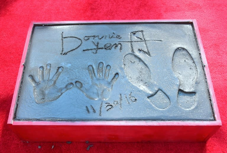 Martial arts actor Donnie Yen's Hand and Foot prints are seen in the block of cement in front of the TCL Chinese Theater on November 30, 2016 in Hollywood, California