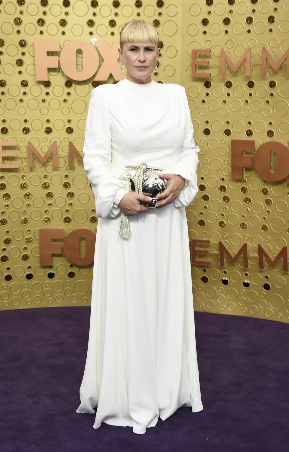 Patricia Arquette arrives at the 71st Primetime Emmy Awards on Sunday, Sept. 22, 2019, at the Microsoft Theater in Los Angeles. (Photo by Jordan Strauss/Invision/AP)