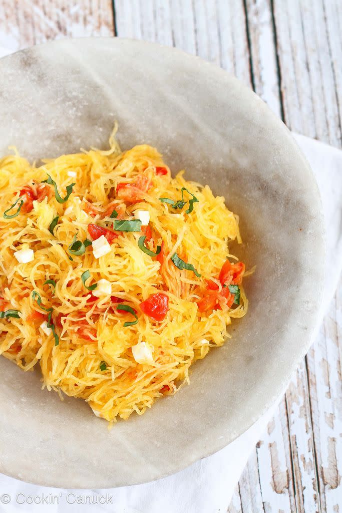 Caprese Spaghetti Squash Recipe with Roasted Tomatoes