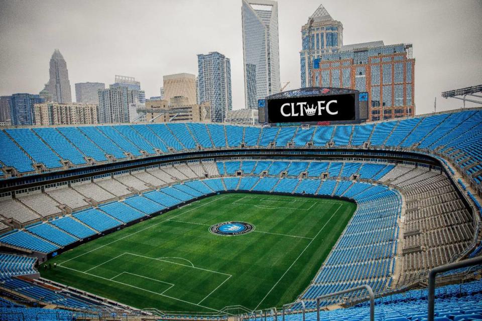 Charlotte FC will host New York City FC at Bank of America Stadium on Saturday, Sept. 10, 2022. It will have football lines, as well as MLS lines, painted on the turf ahead of the Carolina Panthers’ Week 1 home game against the Cleveland Browns on Sunday.