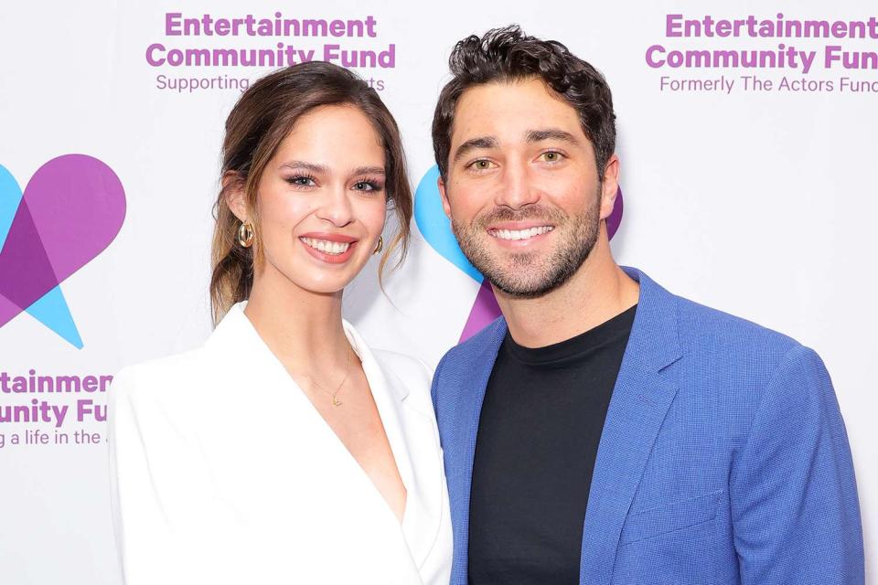 <p>Michael Loccisano/Getty</p> Kelsey Anderson and Joey Graziadei at the 2024 Entertainment Community Fund Gala at Marriott Marquis Theater on April 8 in New York City