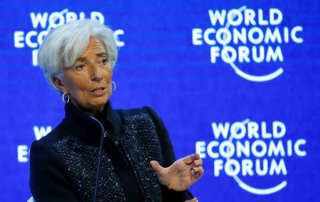 Christine Lagarde, Managing Director of the International Monetary Fund (IMF) attends the session "The Global Economic Outlook" during the annual meeting of the World Economic Forum (WEF) in Davos, Switzerland January 23, 2016. REUTERS/Ruben Sprich