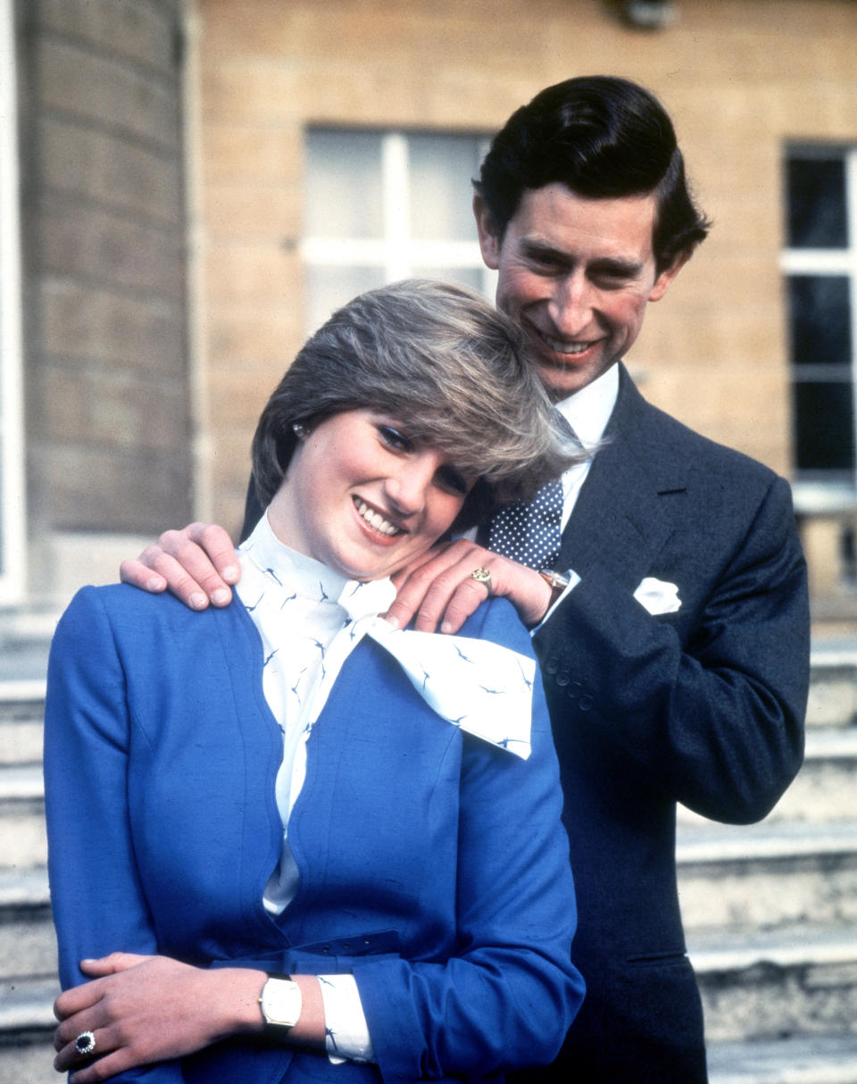 FILE - In this Feb. 24, 1981 file photo, Britain's Prince Charles and Lady Diana Spencer pose following the announcement of their engagement. Prince Charles is readying the paperwork to claim his pension when he turns 65 on Thursday, Nov. 14, 2013, but he still hasn't started the job he was born to do. (AP Photo/Pool, File)