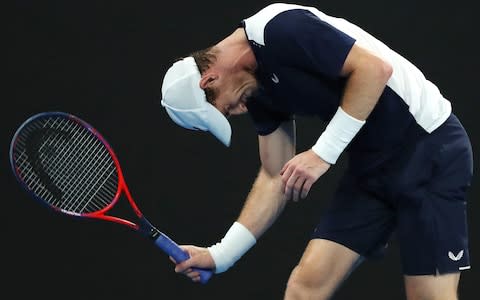 Andy Murray of Great Britain reacts in his first round match against Roberto Bautista Agut of Spain during day one of the 2019 Australian Open at Melbourne Park on January 14, 2019 in Melbourne, Australia - Credit: Getty Images