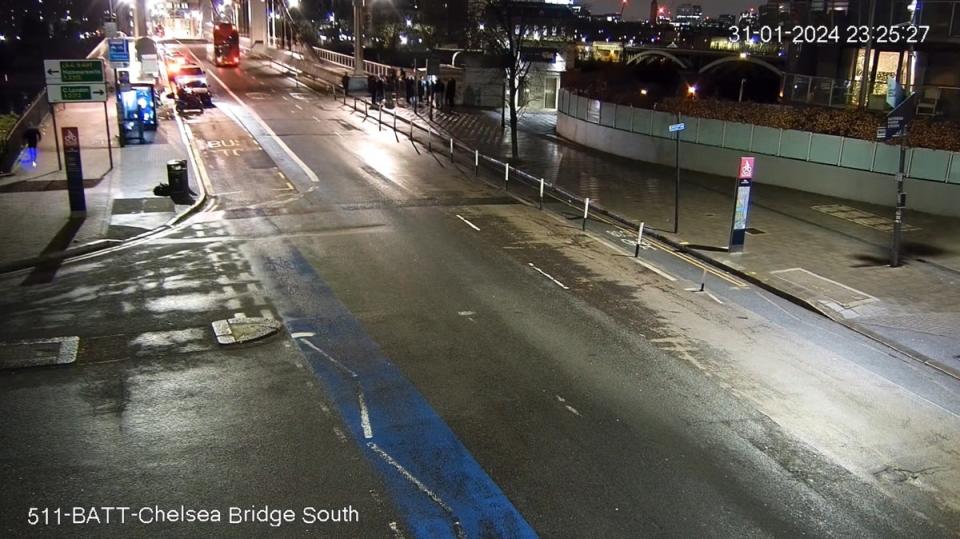 CCTV footage of Ezedi (left in black jacket) near Chelsea Bridge (PA)