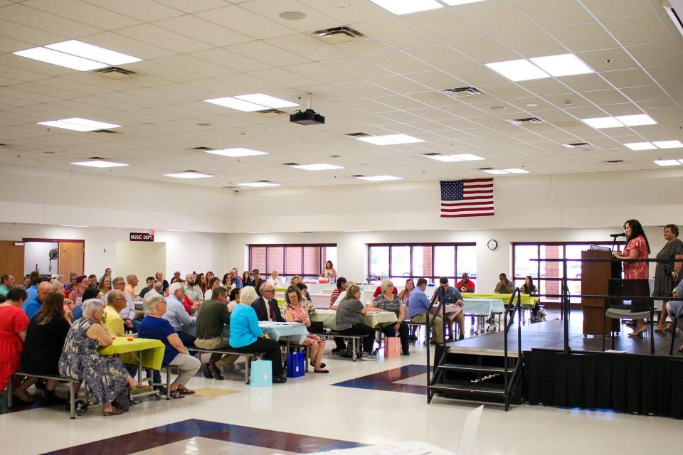 Community members, school personnel and families of retiring USD 305 faculty and staff gather at Lakewood Middle School honoring those retiring May 7.