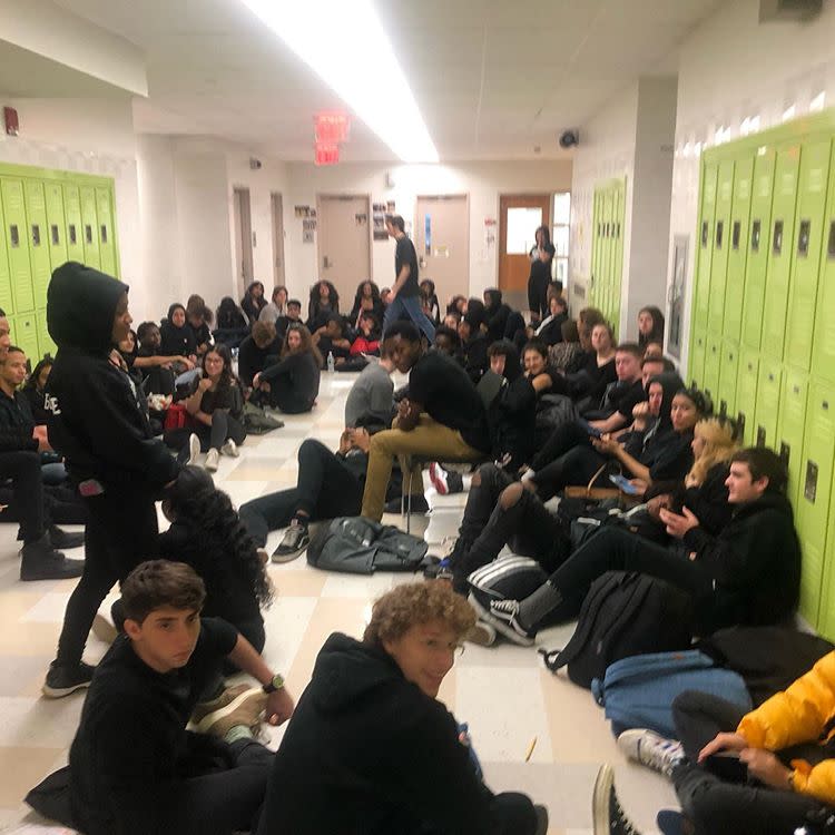 Students at Beacon High School participated in a sit-in in 2019.