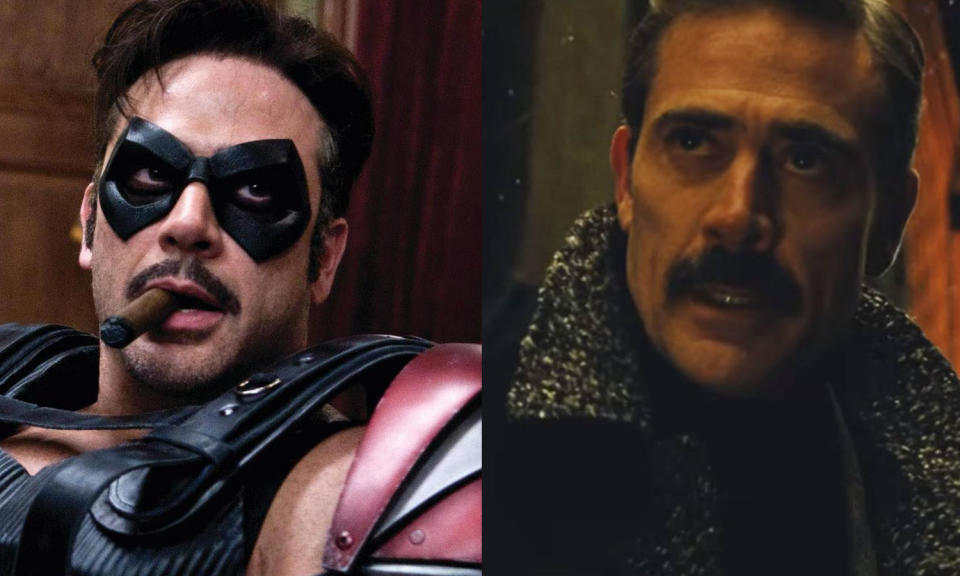 <p>Jeffrey Dean Morgan played the Comedian in <em>Watchmen</em> but then popped up briefly in <em>Batman V Superman: Dawn of Justice</em> as Thomas Wayne. With<em> The Flash</em> movie set to be based on<em> The Flashpoint Paradox</em> comic run we may well see Morgan’s character take on the role of Batman too.<br>He also plays Negan in The Walking Dead TV series. </p>